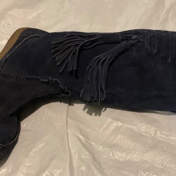 BLUE SUEDE  BOOTS SIZE 8 . ,FRINGES . - Picture 10 of 11